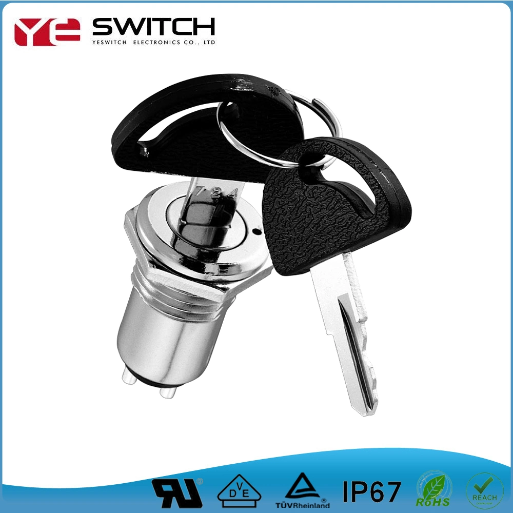 Two or Three Positions Electric Keyboard Shutter No Nc Cam Lock 19mm Elevator Key Switch